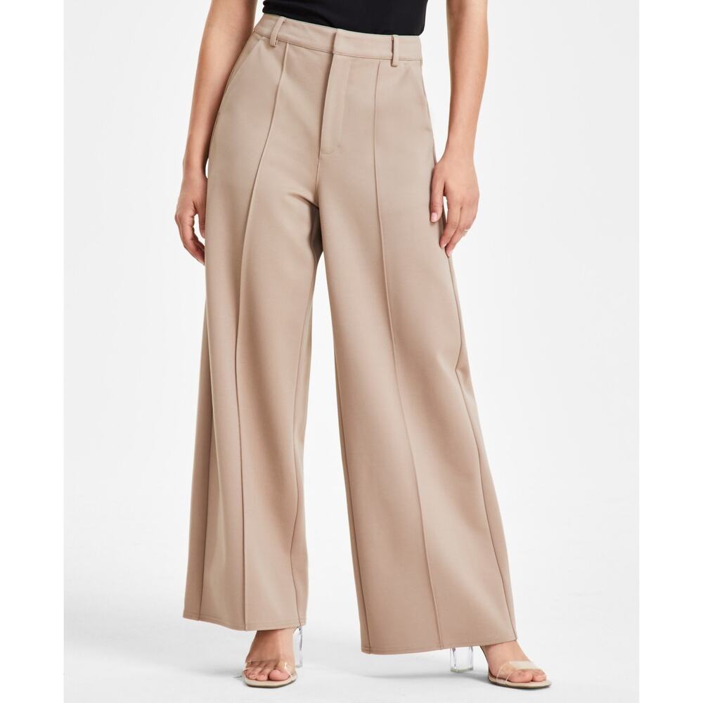 Bar III Petite Seamed Wide-Leg Ponte Pants Warm Ginger NWT Petite Med